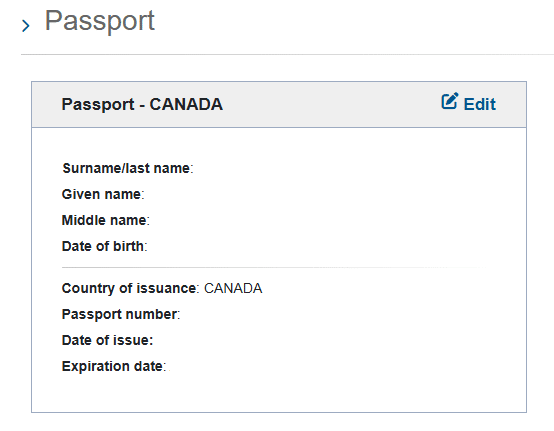 trusted traveler portal edit passport field
