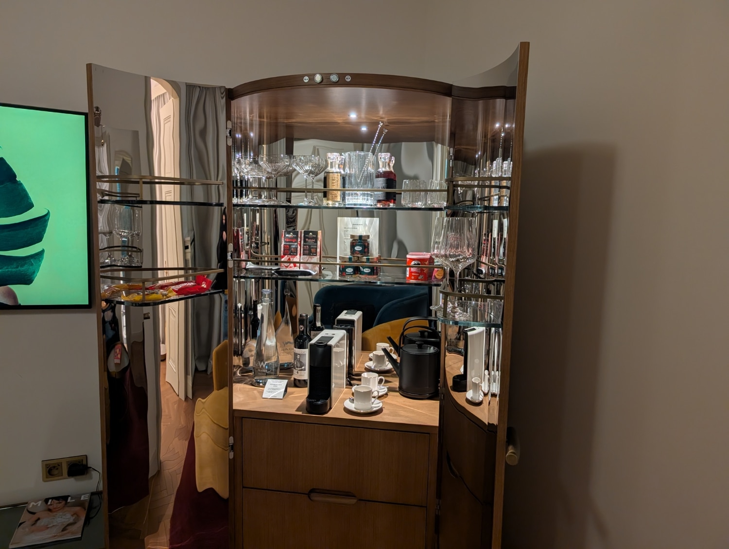 w prague hotel heritage bohemia suite minibar closet opened