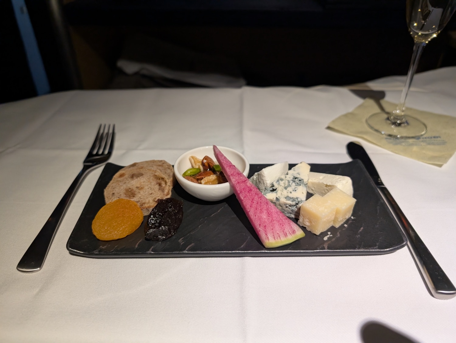 ana first class 777-300er cheese plate