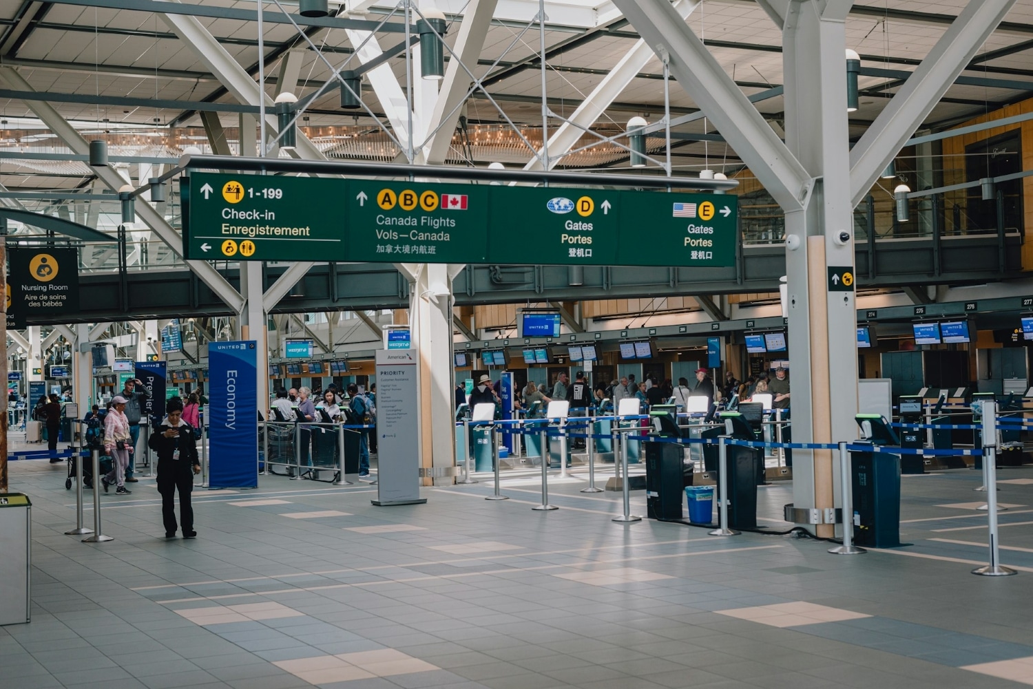 vancouver international airport yvr with gate information signage