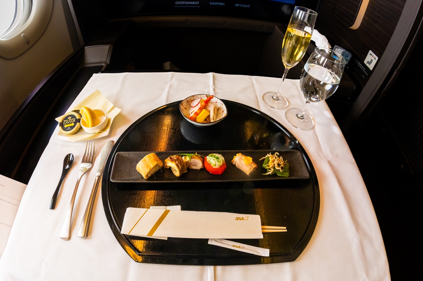 ana the suite first class zensai meal overview
