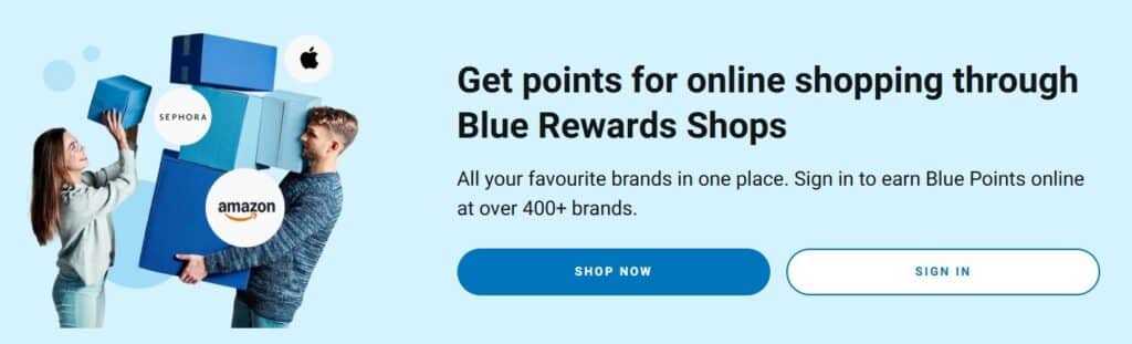 blue rewards shops shopping portal banner