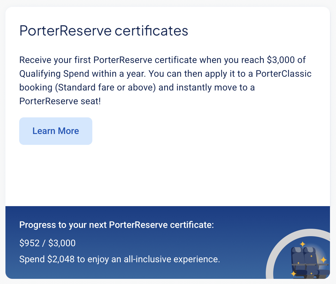porterreserve certificate with counter until next certificate