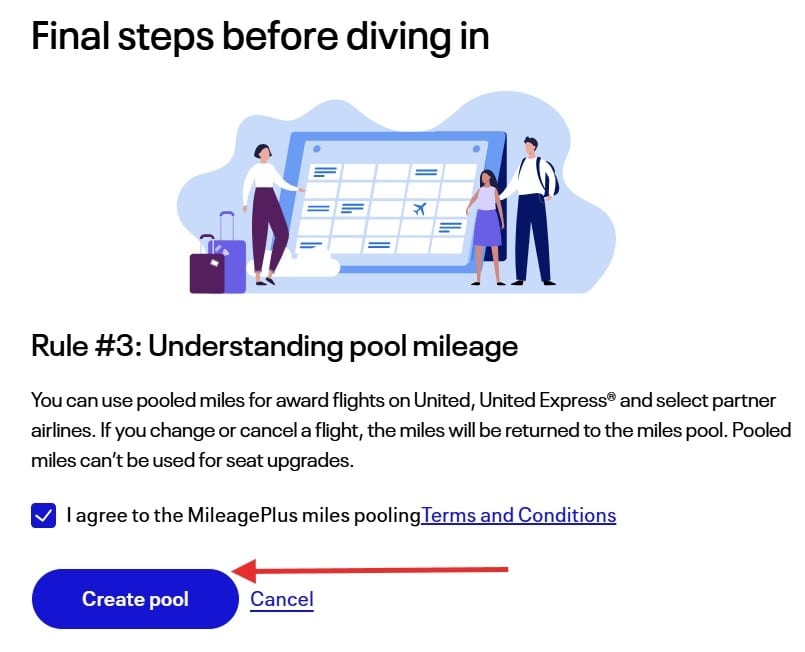 united airlines mileageplus pooling final pool creation steps
