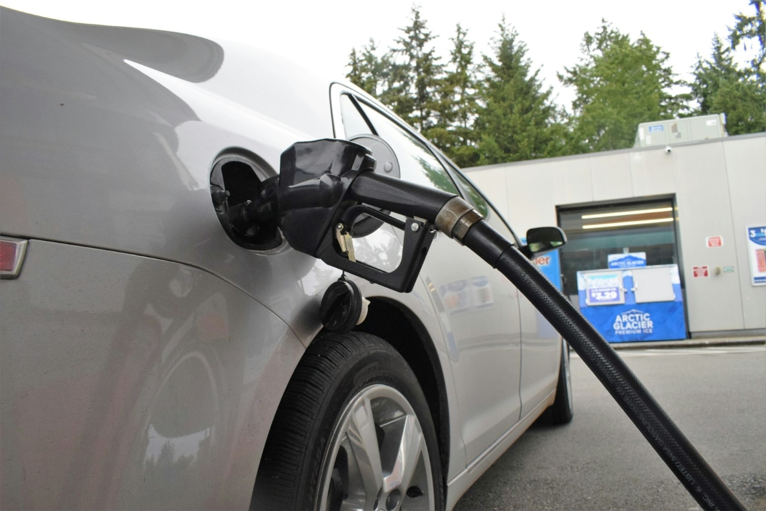 car being filled up at the gas station