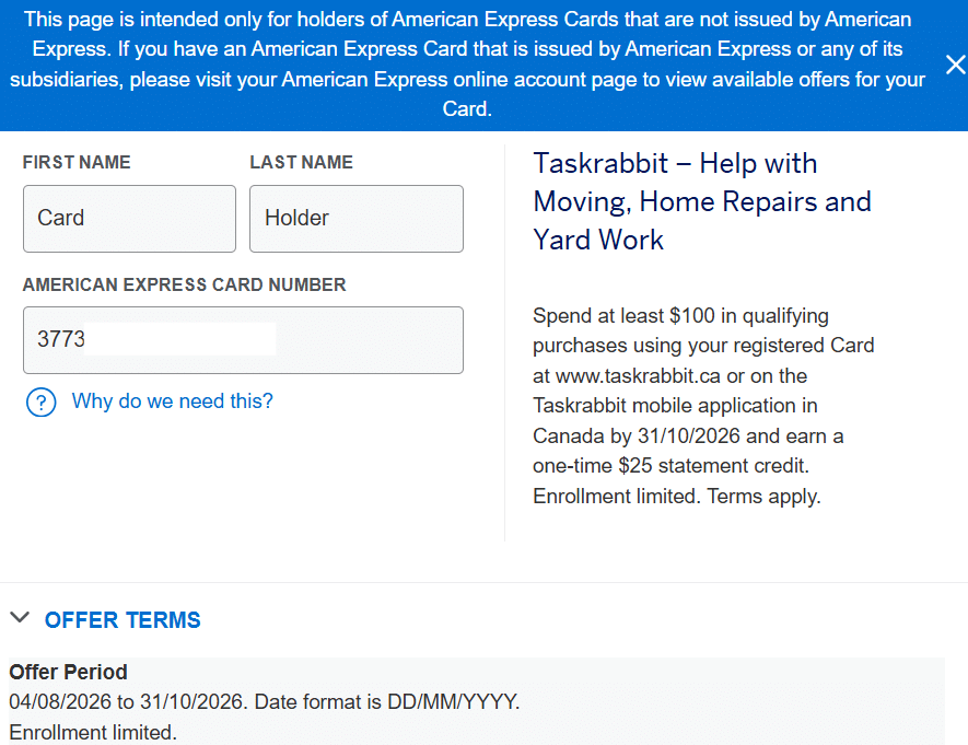 enrolling in scotiabank amex offer information