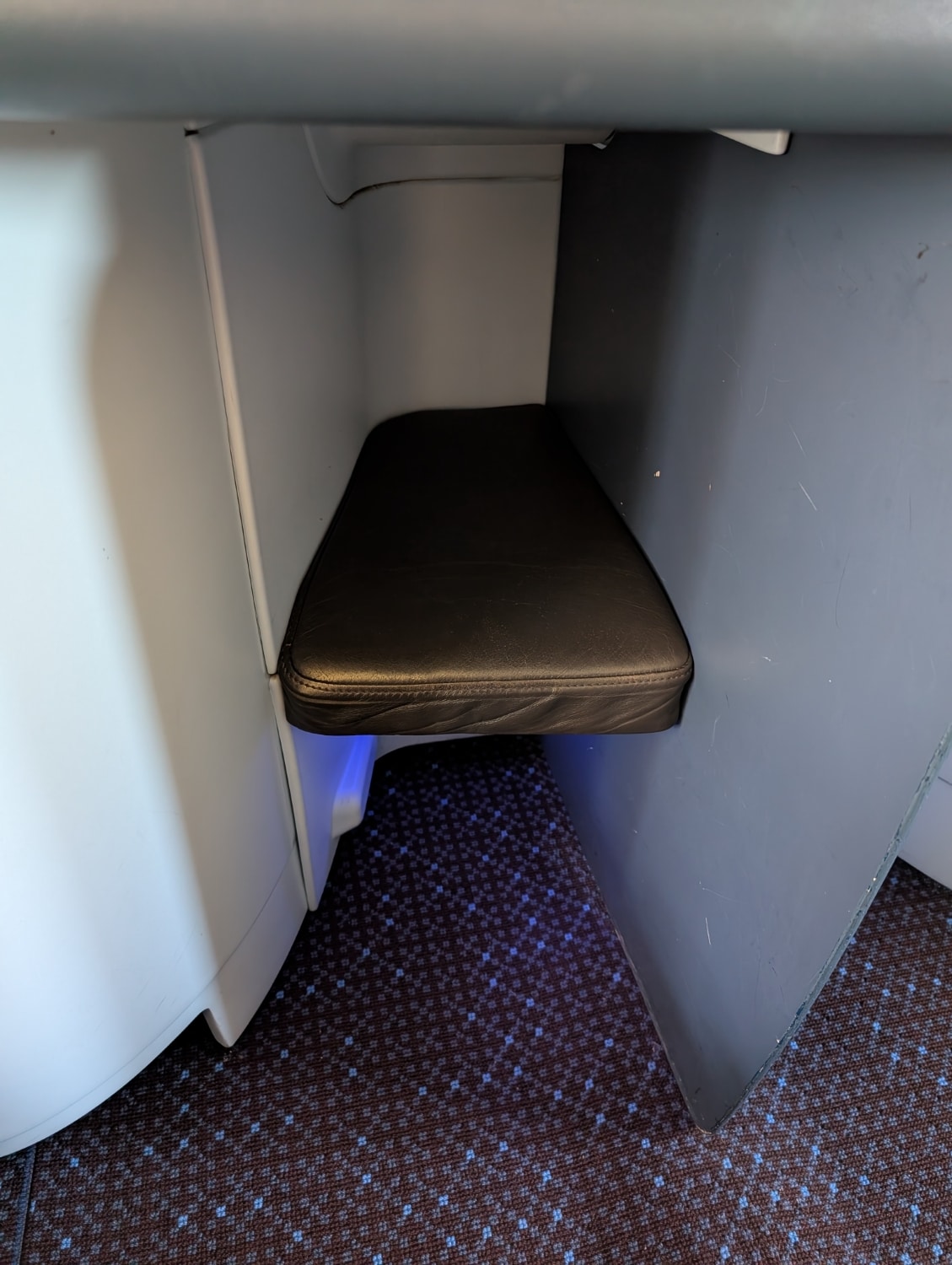 klm business class narrow footwell and storage