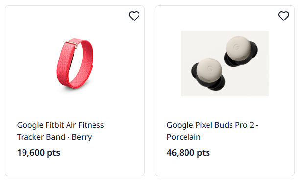 redeem westjet points for electronics merchandise with redemption prices