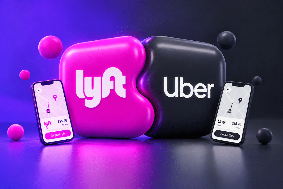uber lyft 3d icons comparison of travel times and cost