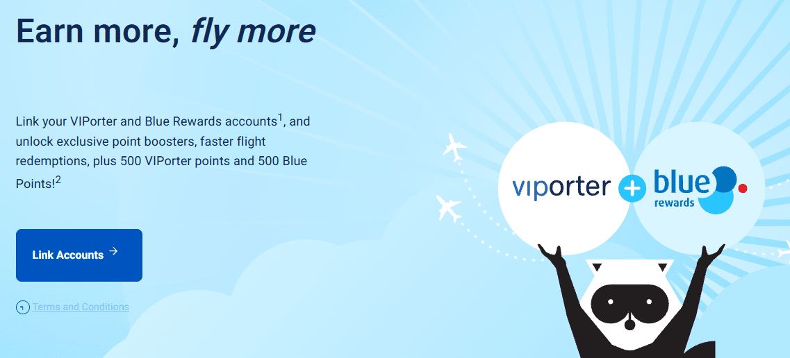 blue rewards and viporter partnership banner