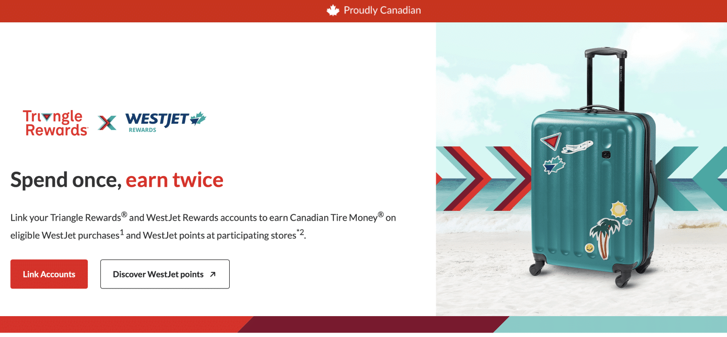 link westjet rewards and triangle rewards accounts